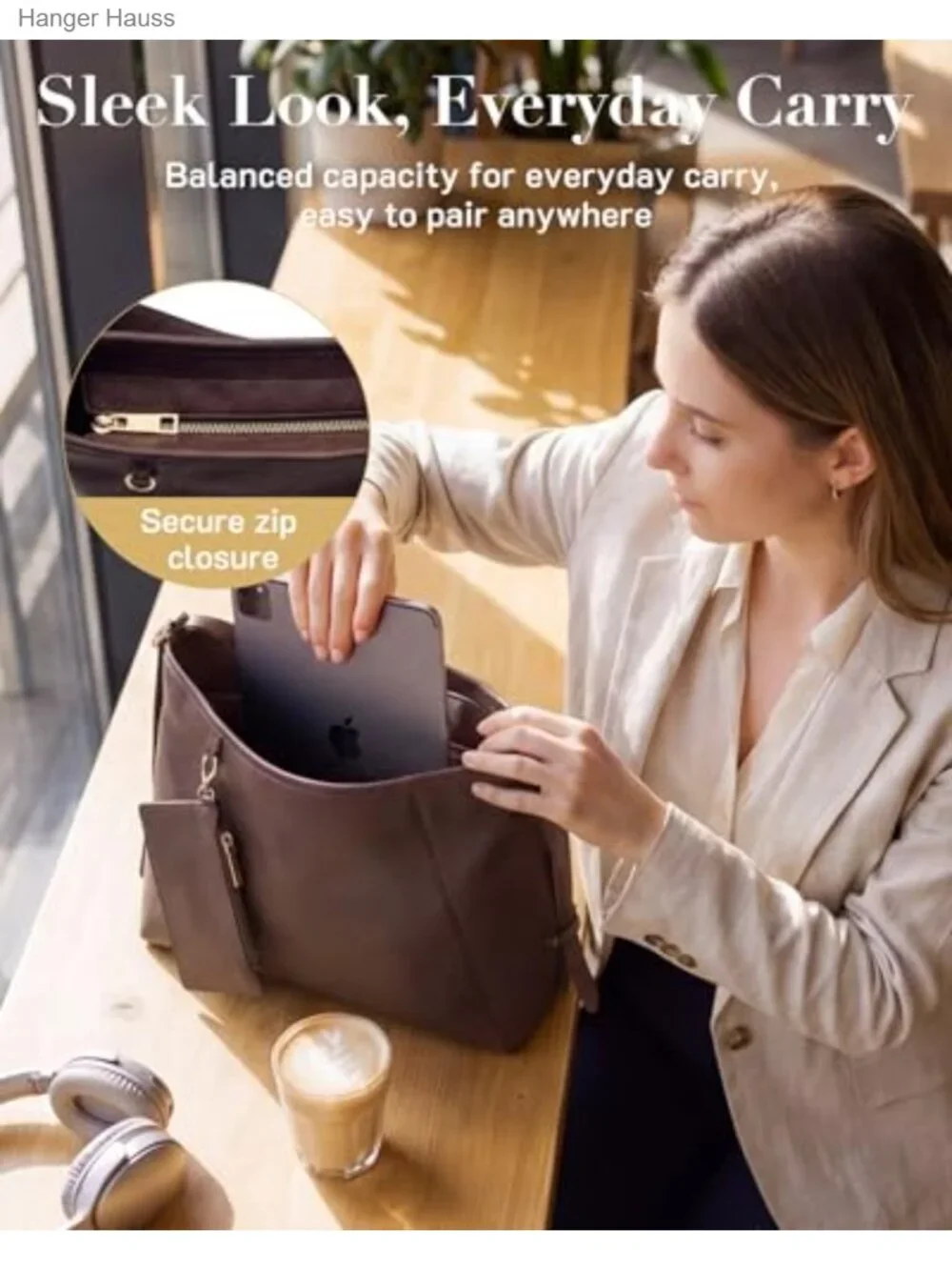 PU Leather Hobo Bag for Women Multi-Pocket Crossbody Shoulder Tote Purse with